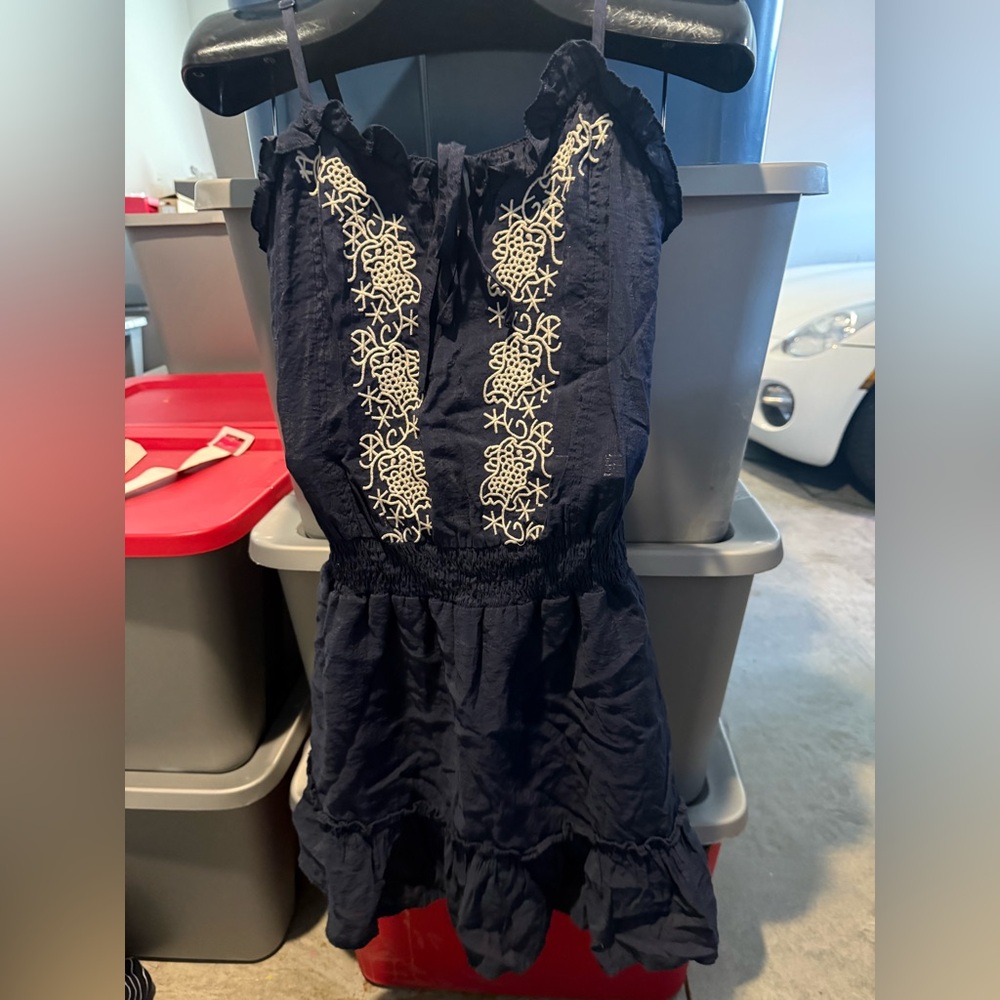 Navy Embroidered Sleeveless Dress - Brand Unspecified mp1